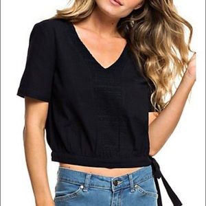NEW Roxy Black Cotton Tie Side Top
